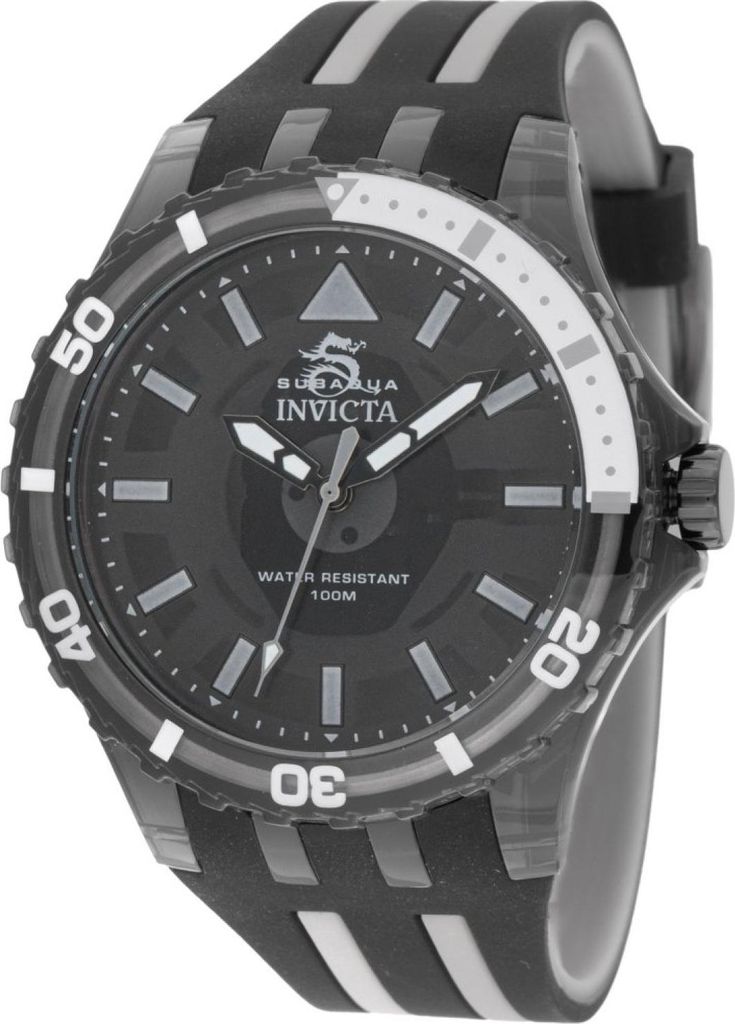 Invicta Subaqua 69447 Herren uhr - Wasserdicht - Analog - Quarzuhrwerk - Acryl mit schwarzen zifferblat - 44mm
