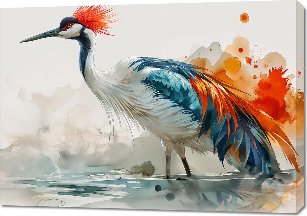 Bild 100x70cm Kranich in Aquarell