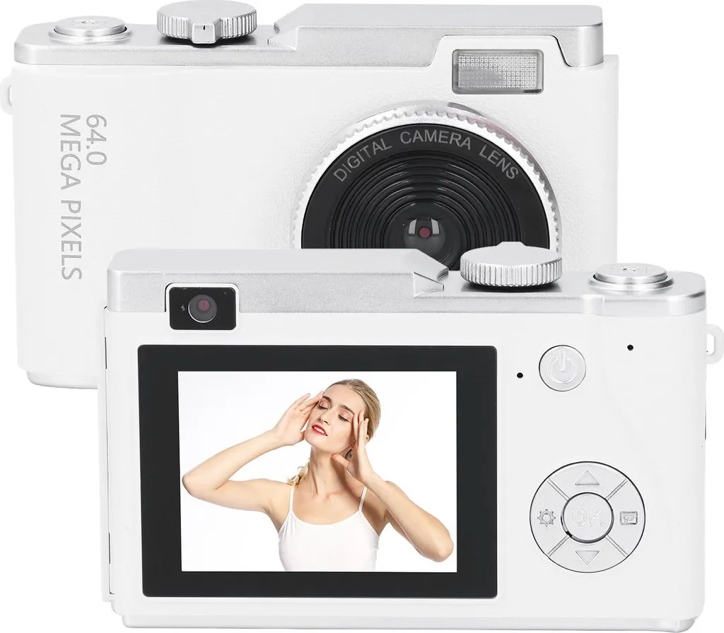 Fotocamera Digitale Compatta 64MP E 4K, Con Autofocus, Selfie, Zoom 16x, Per Adolescenti E Principianti, Inclusa Scheda SD 32GB