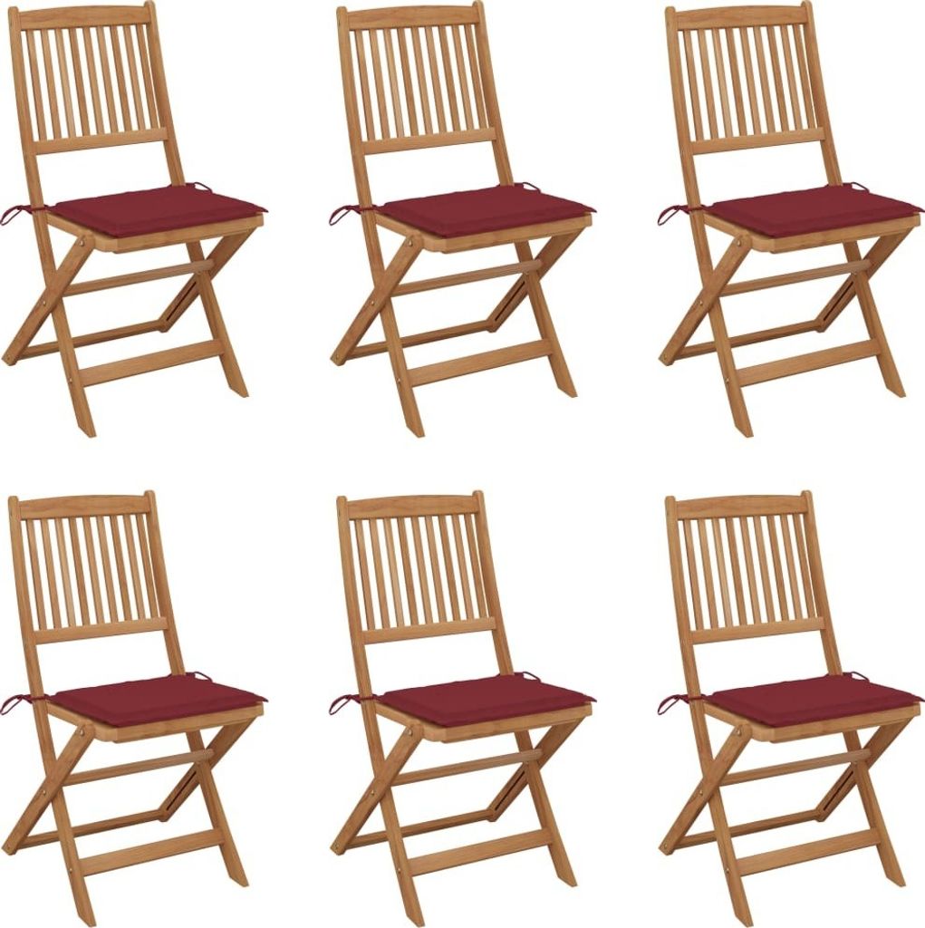 Klappbare Gartenstühle 6 Stk. mit Kissen Massivholz Akazie