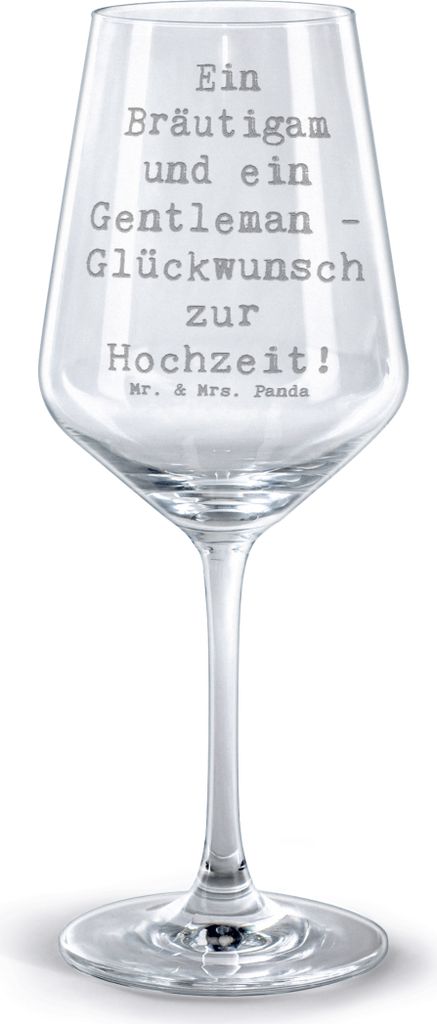 Mr. & Mrs. Panda Weinglas Spruch Bräutigam Gentleman - Transparent - Geschenk, glas für rotwein, Hochzeitsgeschenk, Heiraten, Rotweinglas mit Gra...
