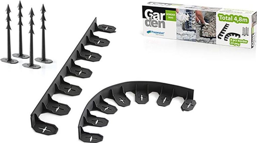 Bordure Garden Border 0645, 4,8 m, noire, 24 piquets Image du produit 