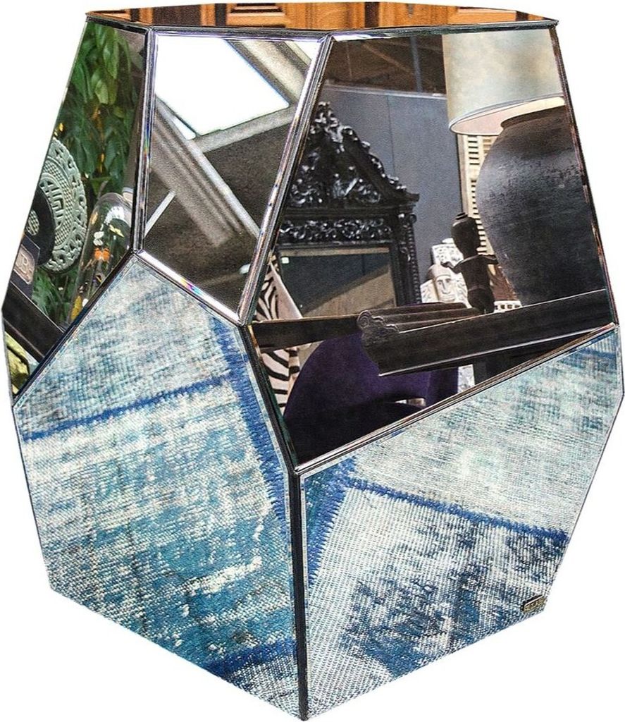 Casa Padrino Designer Beistelltisch mit antikem Spiegelglas 65 x 50 x H. 60 cm - Designer Kollektion