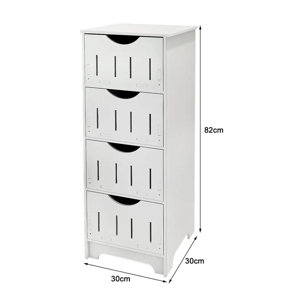 Rangement salle de bain anti-désordre commode blanche 4 tiroirs 82cm