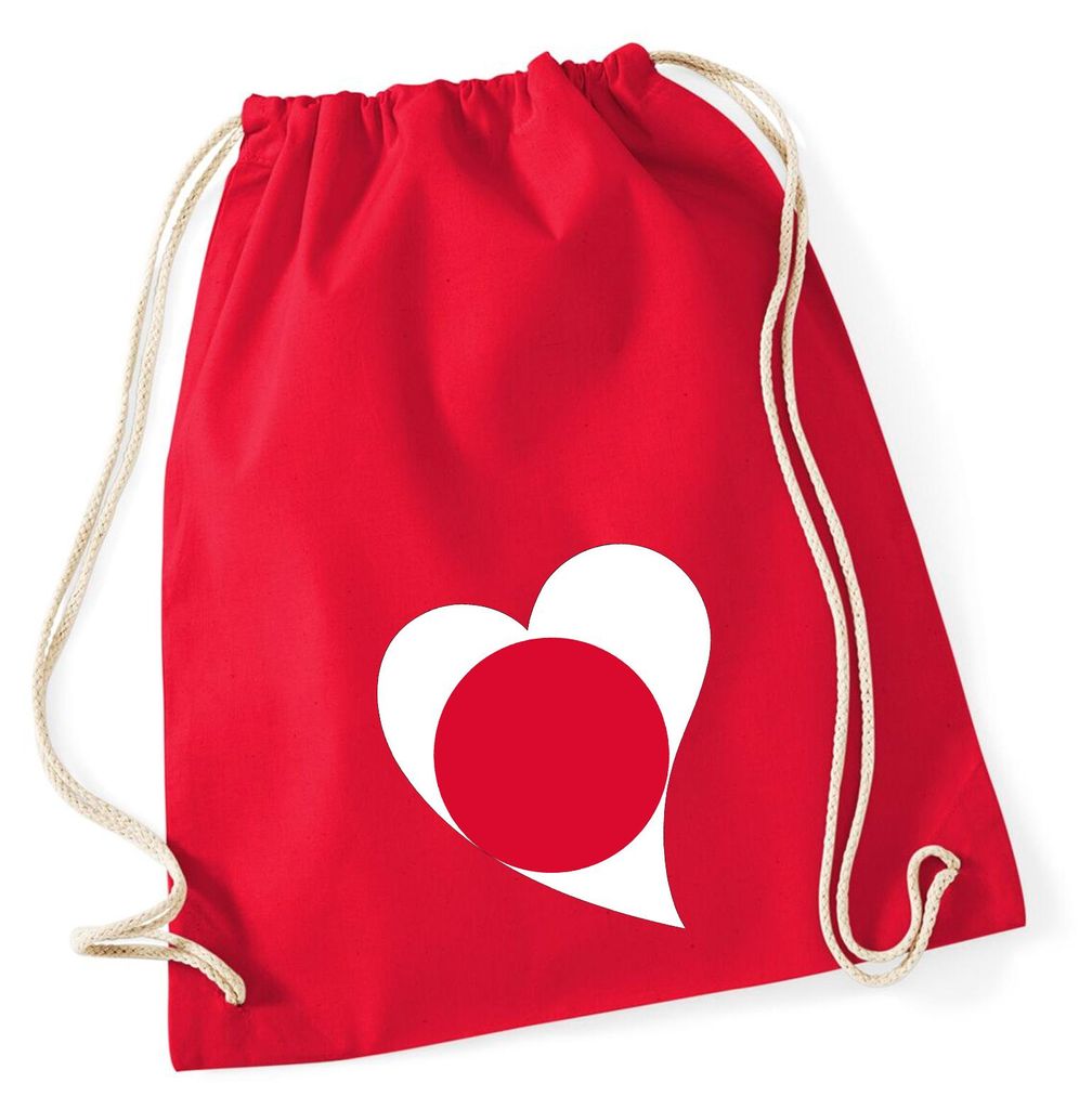 Huuraa Turnbeutel Japan Flagge Herz 12 Liter Classic Red Baumwolle Rucksack Geschenkidee