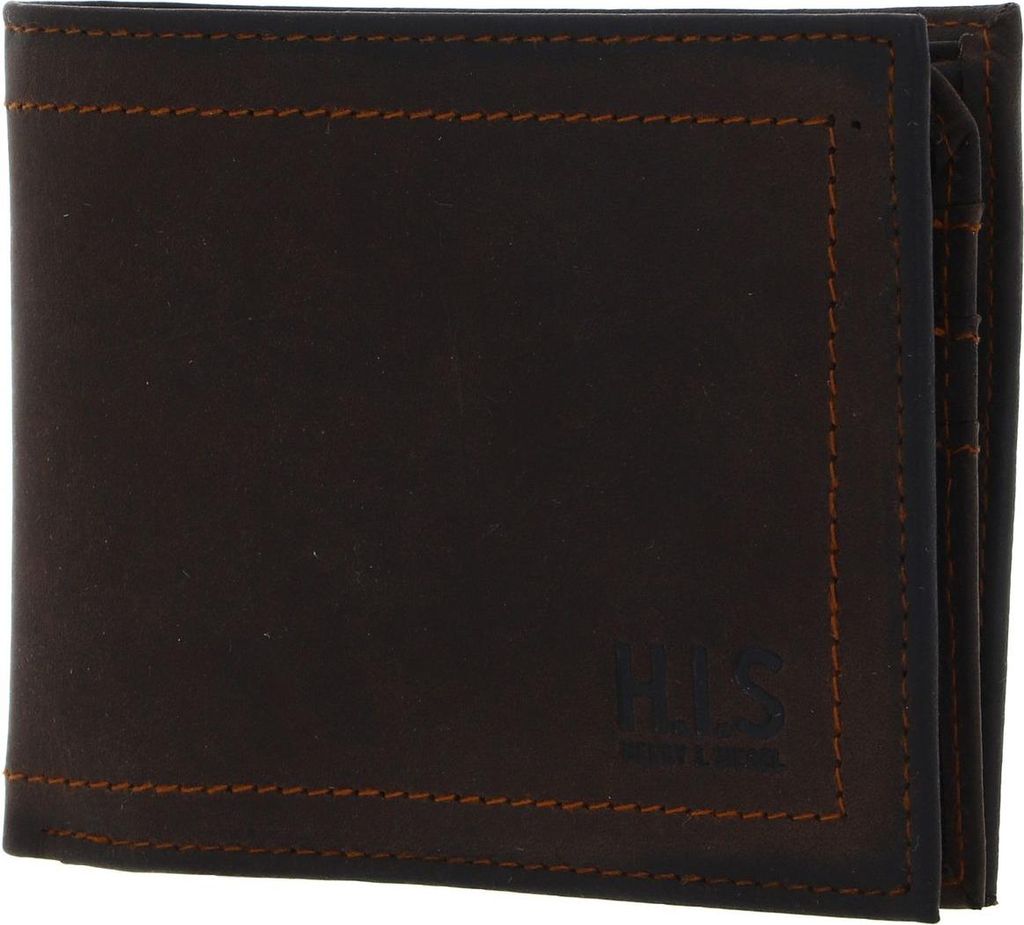 H.I.S Leder Geldbörse Flap Wallet Brown braun