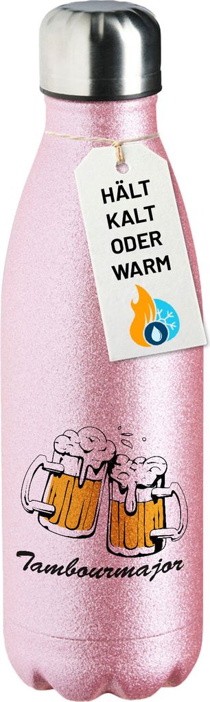 Huuraa Trinkflasche Tambourmajor Spielmannszug 500ml Pink Edelstahl Wasserflasche Trinkflasche Geschenkidee