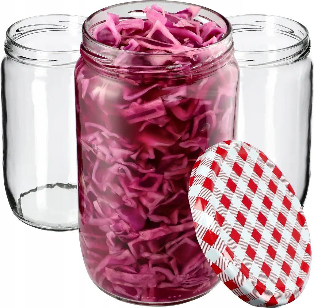KADAX Niva 720ml Barattoli per Conserve con Tappo Vichy Rosso 64pz