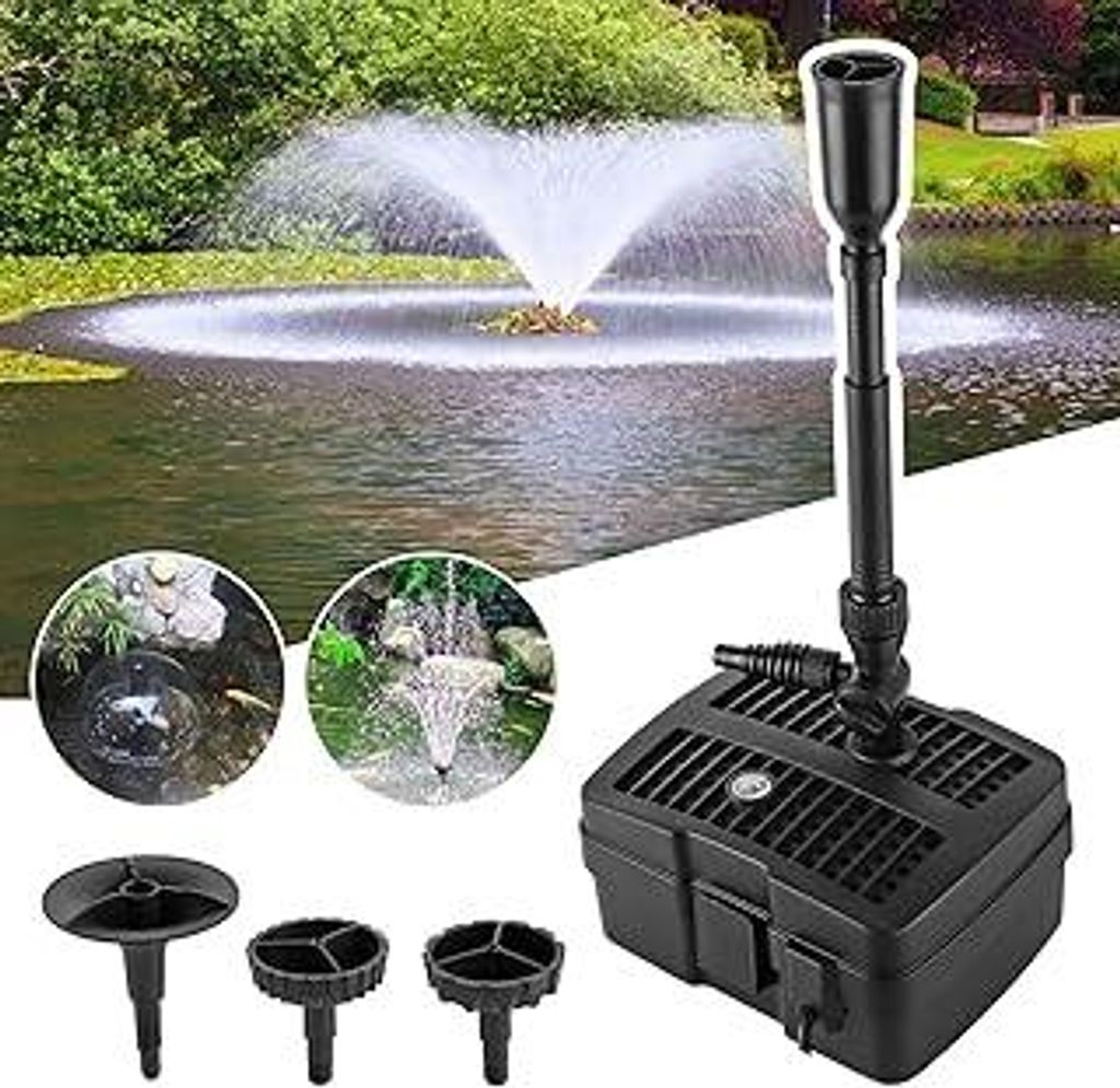 4 in 1 Teichpumpe Springbrunnenpumpe mit Filter UV-Klärer Wasserspielpumpe Bachlaufpumpe Stromkabel für Garten- und Springbrunnengestaltung?24W?