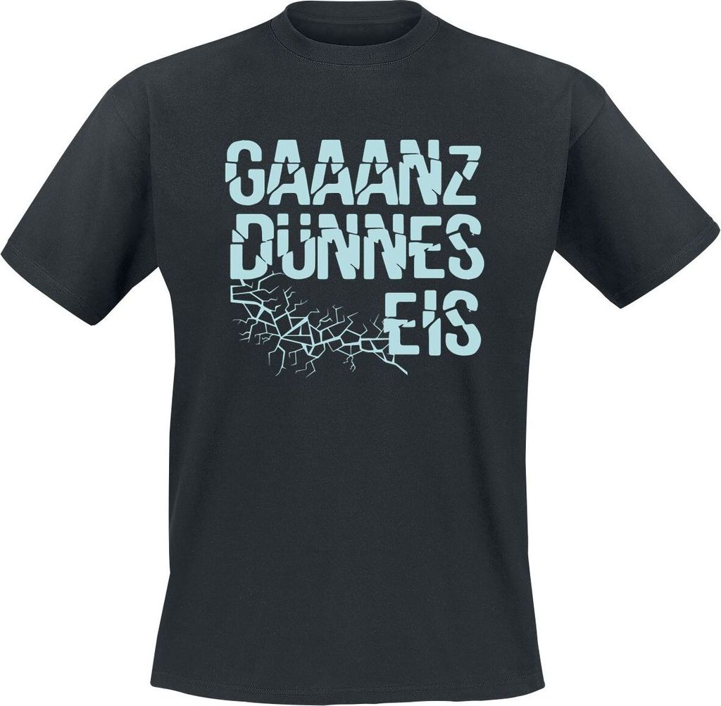 Sprüche T-Shirt Herren Ganz dünnes Eis schwarz XL