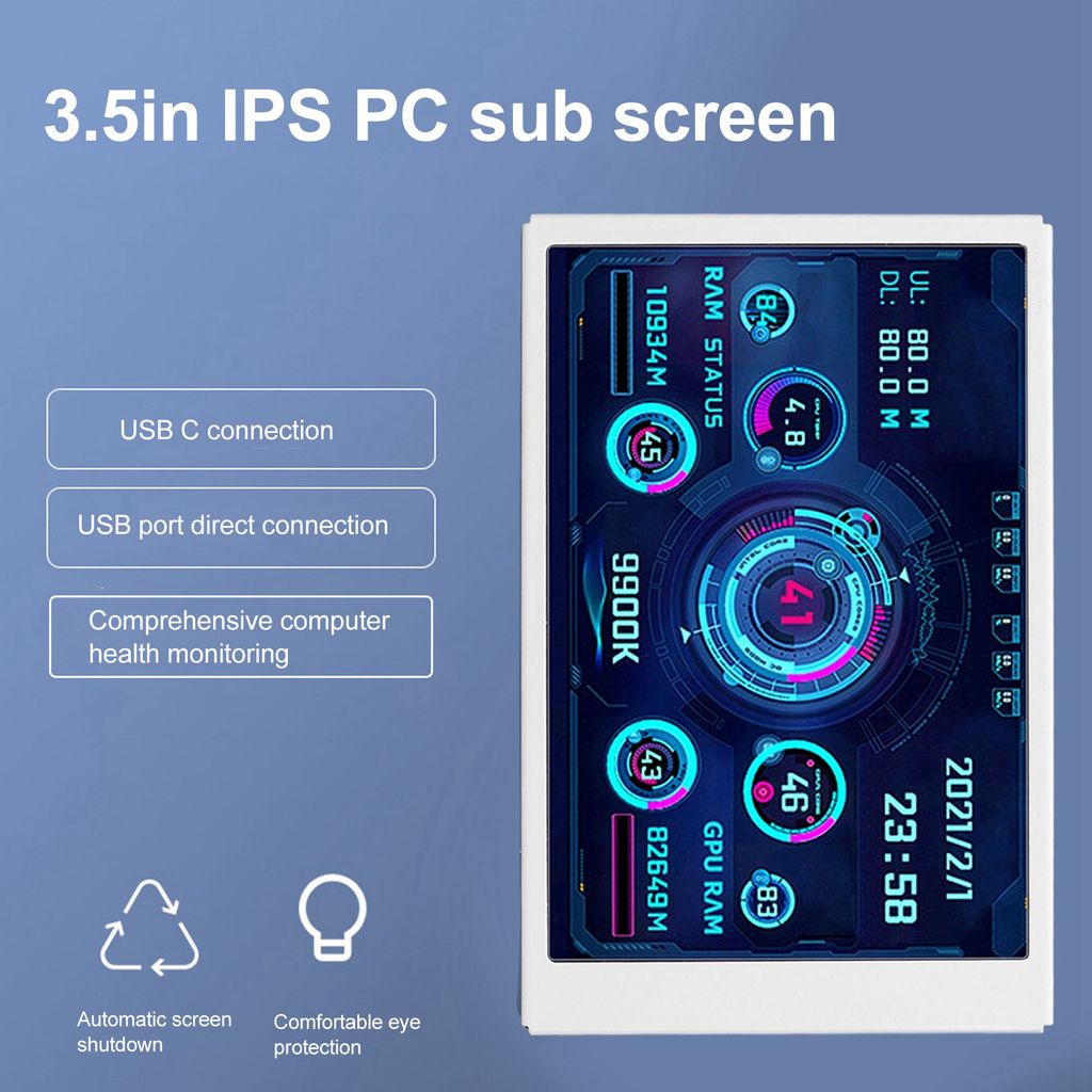 3.5palcový monitor teploty počítače, IPS displej přes celou Obrázek produktu 8