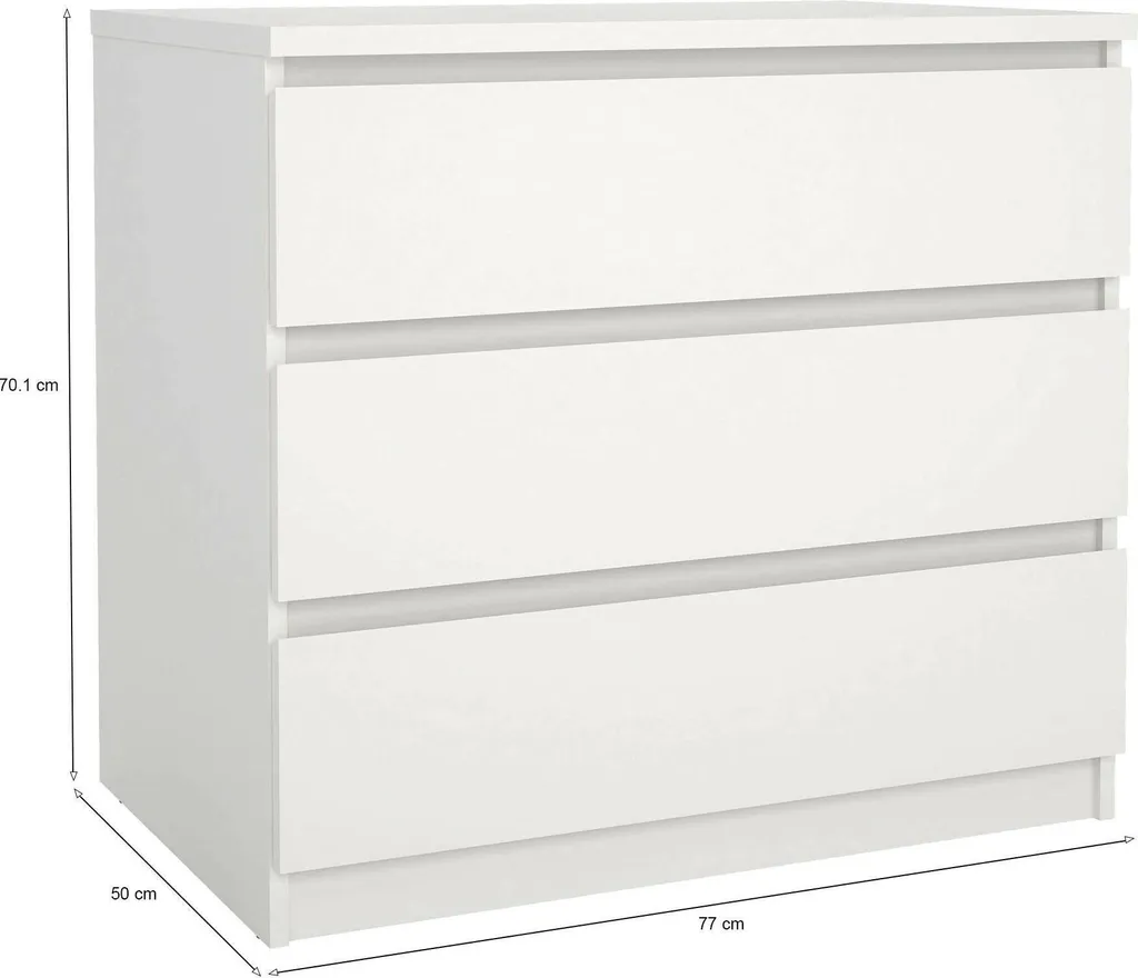 Commode Blanche Artic 77cm - 3 Tiroirs Coulissants et Format Compact Chic