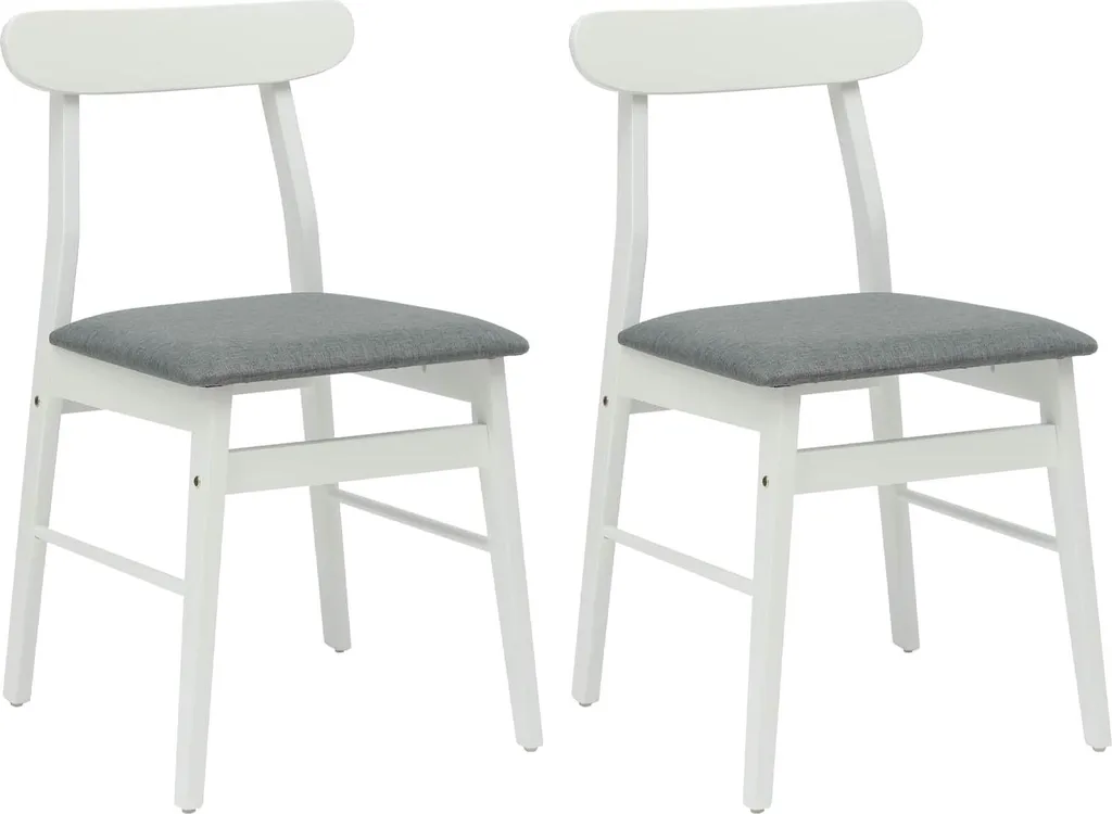 vidaXL Chaise de salle à manger 2 pcs Blanc et gris Caoutchouc massif