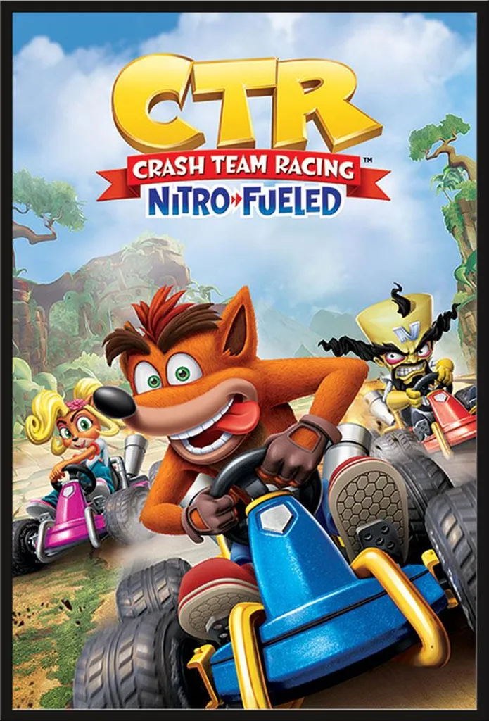 Affiche Crash Team Racing encadrée vitre acrylique Shinsuke Noire