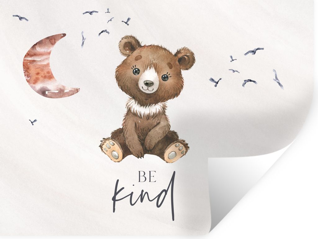 MuchoWow Wandtattoo Wandsticker Wandaufkleber Sprichwörter - Kind sein - Kinder - Teddybär - Aquarell 40x30 cm Selbstklebend und Repositionierb...
