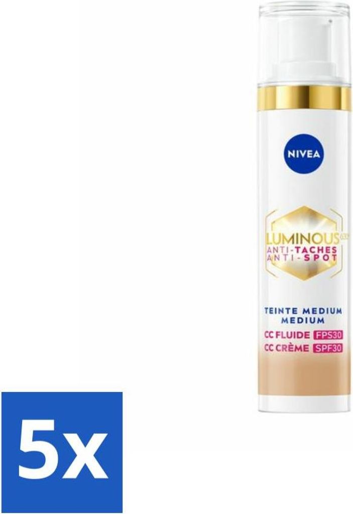 NIVEA – Cellular LUMINOUS 630 CC Cream Medium – Getönte Tagescreme – Gegen Pigmentflecken – LSF 30 – 40 ml - Vorteilspack - 5 Stücke