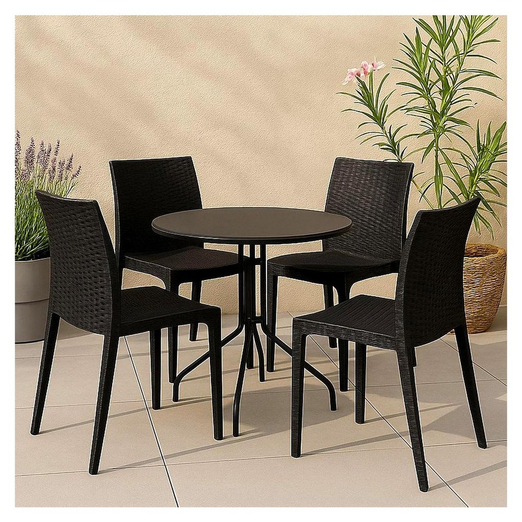 Set mit 4 Gartenstühlen Palizzolo, platzsparende Outdoor-Stühle, stapelbar, ideal für Garten und Terrasse, 42x48 h81 cm, Anthrazit