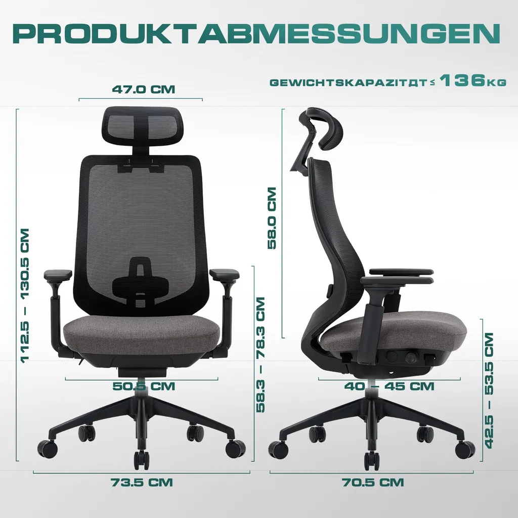 Fauteuil de bureau contre le mal de dos à haut dossier ergonomique