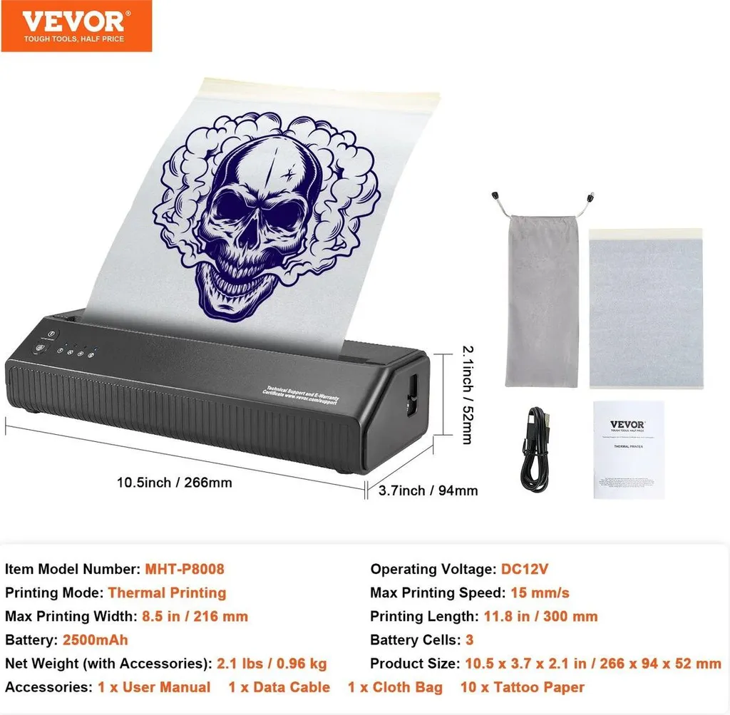 Stampante Portatile Tatuaggi Wireless - App Control per iOS e Android - 7