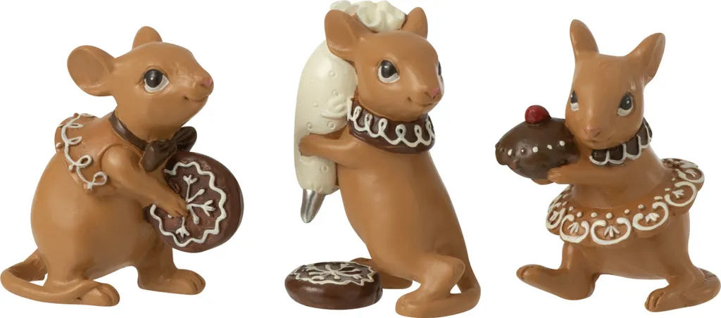Souris Cuisinières J-Line en Résine Marron - Objets Déco Originaux Assortis