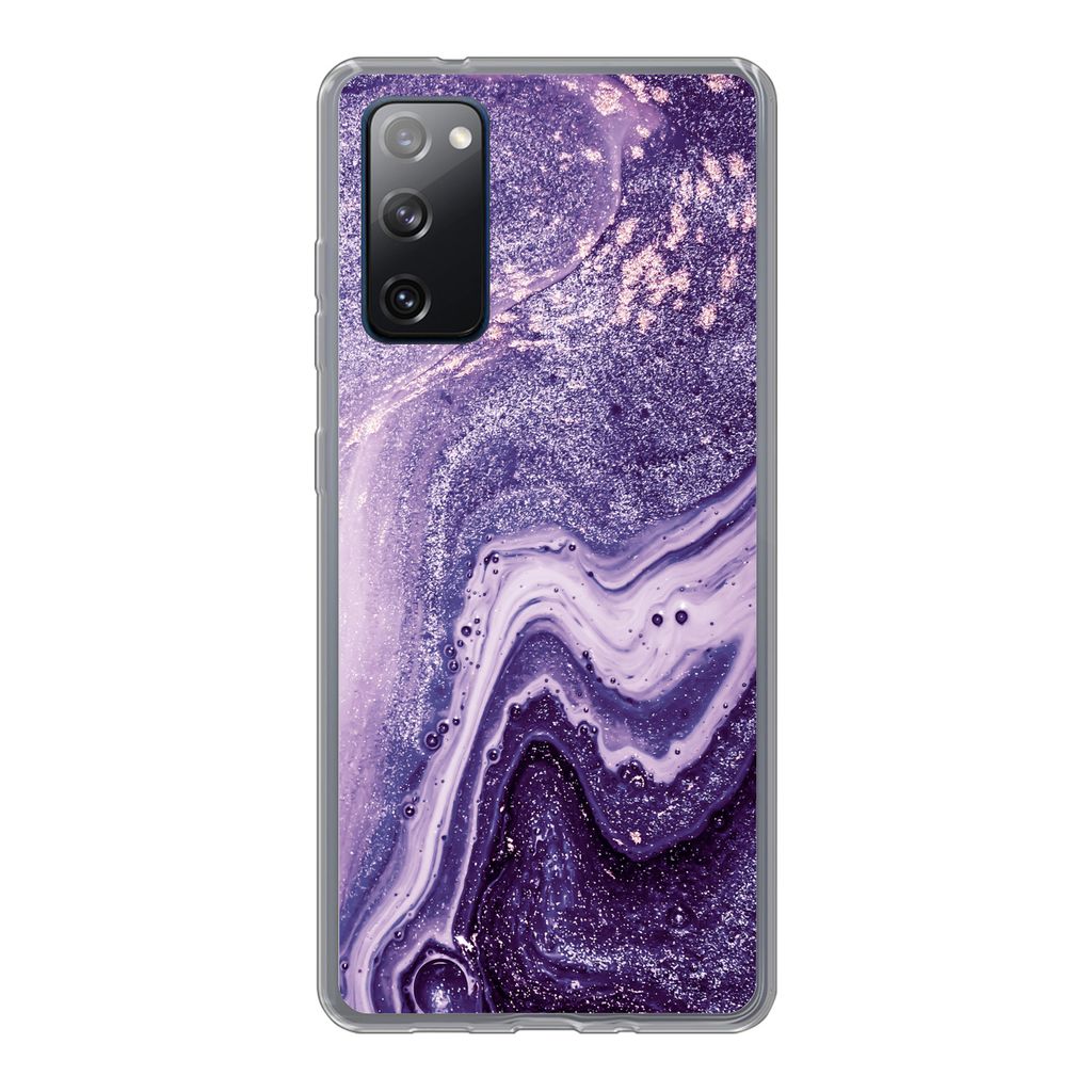 MuchoWow Handyhülle Schutzhülle Hülle für Samsung Galaxy S20 FE Naturstein - Glitzer - Luxus Silikon Softcase Handy Hülle - Abdeckung