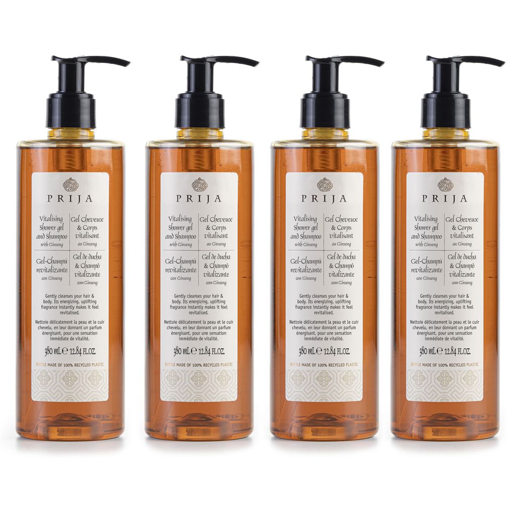 PRIJA flüssiges Shampoo/Duschgel Ginseng 4x380ml Produktbild 