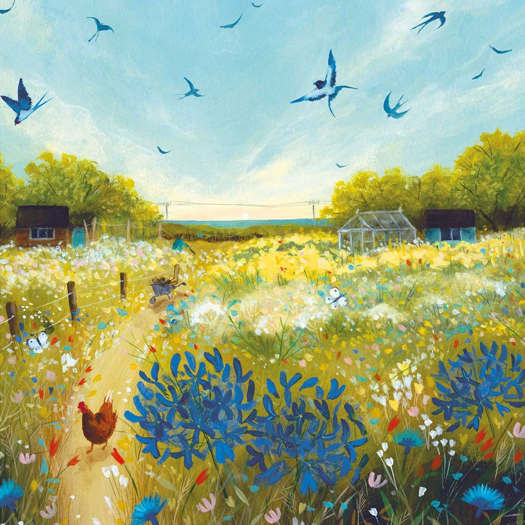 Julia Crossland - Poster "Summer", Wiese PM5227 (30 cm x 30 cm) (Grün/Blau)