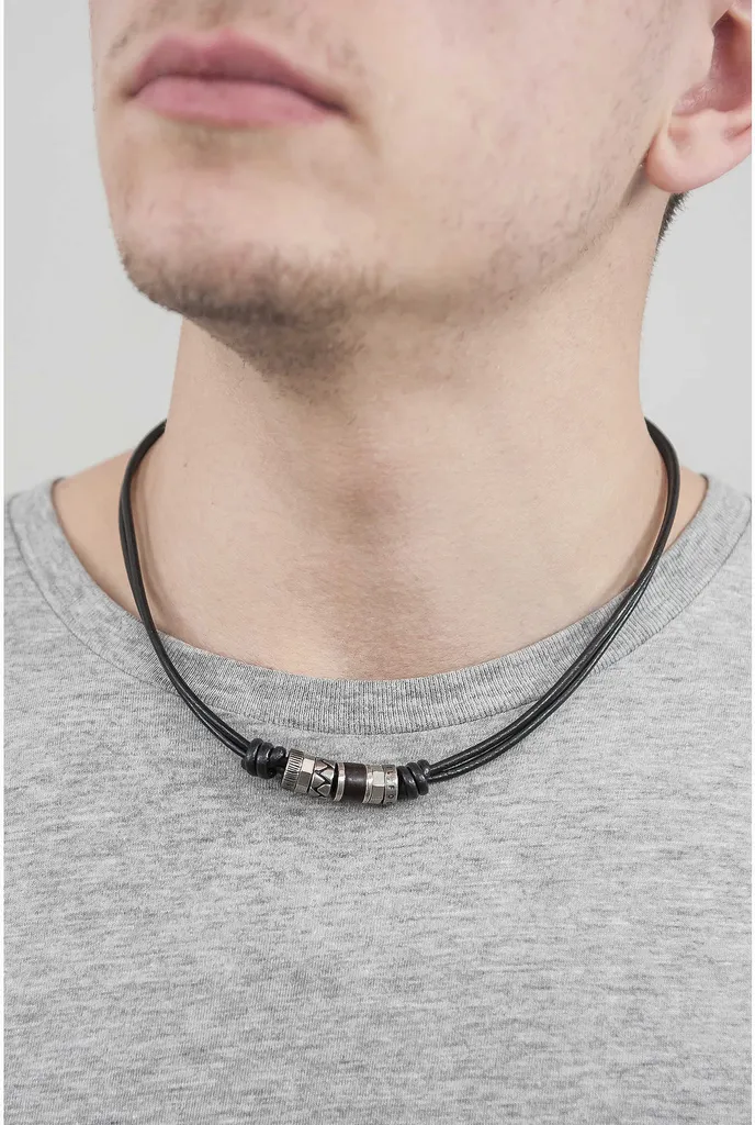 Collana Fossil Uomo Pelle Nera JF84068040 | Accessorio Urban Chic - 6