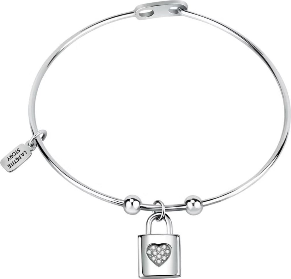 Solid steel bracelet with padlock Love LPS05ASD15