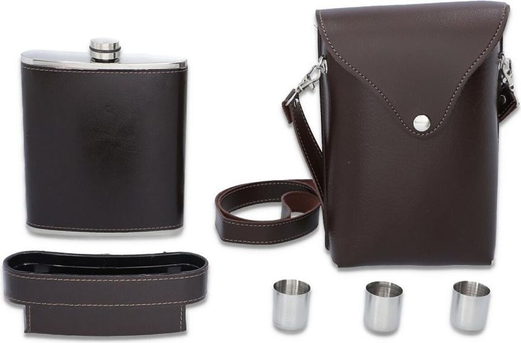Flachmann 540 ml aus  - Set mit Gläsern und Etui Produktbild 