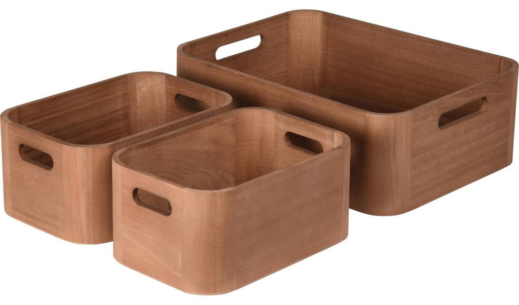Holz Organizer 3er-Set Naturholz, 2 kleine Boxen Produktbild 