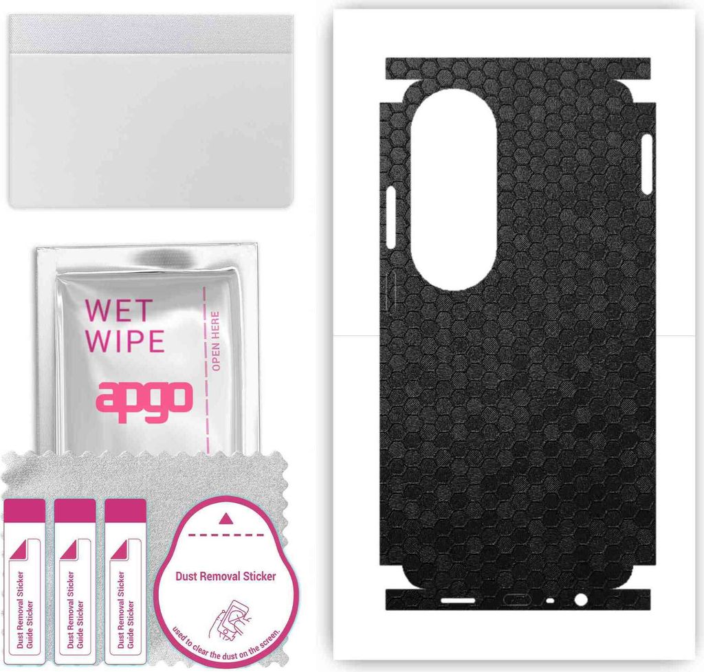 apgo Rückseite + Seiten Schutzfolie, Skin, kompatibel mit Oppo A60, Hinten Displayschutzfolie aus Vinylfolie, kratzfest, einfache Montage - Schwar...