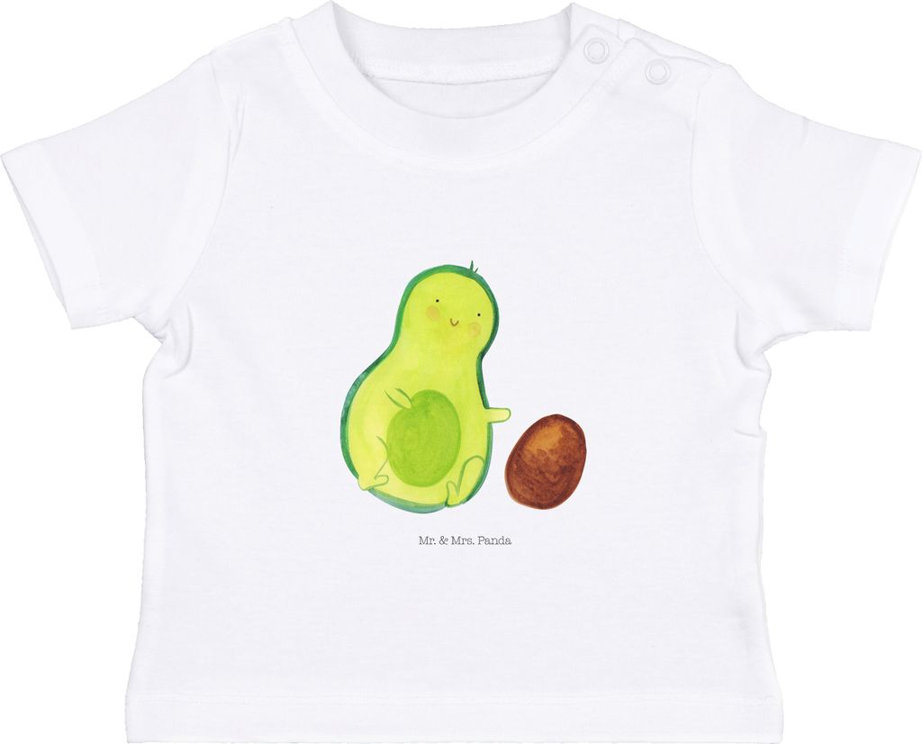 Mr. & Mrs. Panda Babyshirt Avocado Kern rollt 6. - 12. Monat - Weiß - Geschenk, Avocados, , Organic Baby T-Shirt, Liebe, Geburtstag, Kinder Top, S...