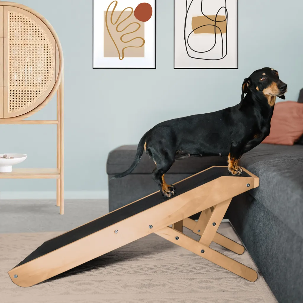 Rampe chien bois bouleau 18-53 cm avec insert antidérapant et plateforme - 10