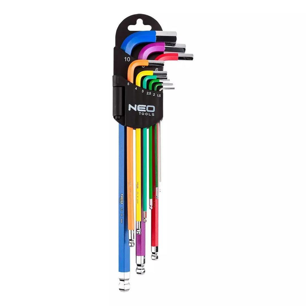 NEO TOOLS 9-tlg. S2 L-Sechskantschlüssel-Set, Farbcodiert