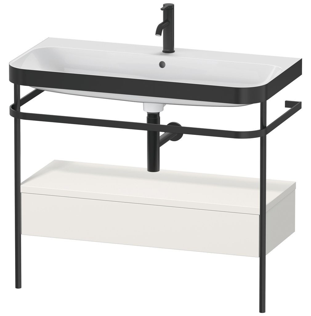 Duravit Happy D.2 Plus c-bonded Set mit Metallkonsole und Schubkasten, 975x490mm, 1 Hahnloch, HP4743O3939
