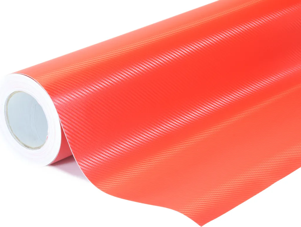 Revêtement Vinyle Carbone 3D Rouge 152x1000cm pour Personnalisation