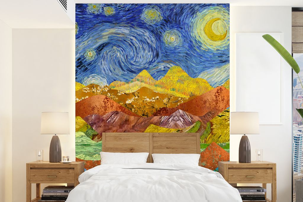 MuchoWow Fototapete für Wohnzimmer oder Schlafzimmer Wandtapete Vinyl Motivtapete Van Gogh - Sternennacht - Alte Meister - 190x260 cm - Papierta...