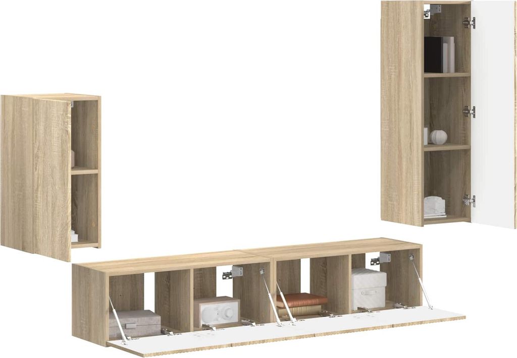 “2026 Modern“ TV-Schrankset Wandmontiert 3 pcs - Montage erforderlich - Sonoma-Eiche Holzwerkstoff - Designermöbel 403974 - TV-Schränke