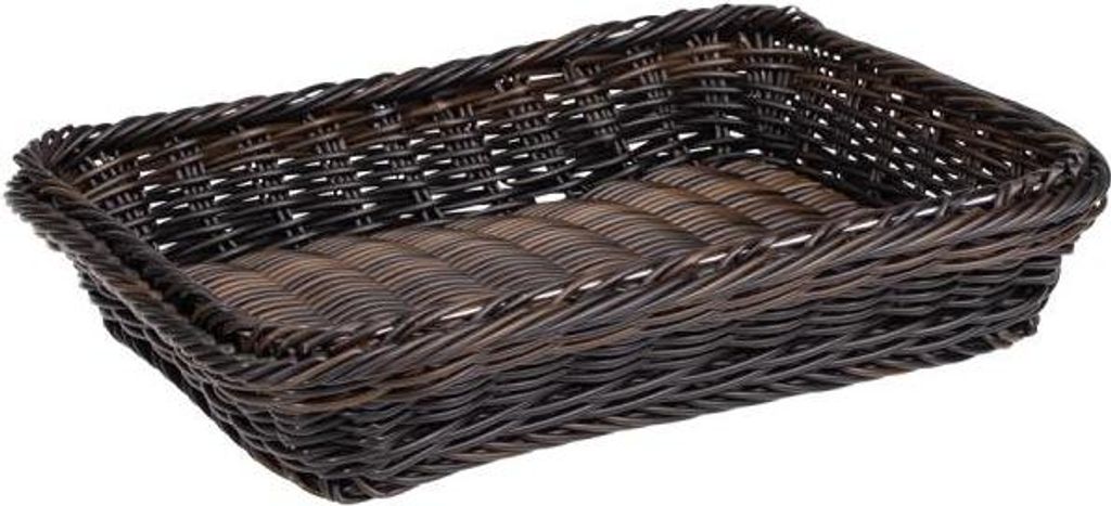 APS 40290 GN 1/2 Korb GN-LINE, Polypropylen, Edelstahldraht im Rand, 32,5 x 26,5 cm, Höhe 6,5 cm, schwarz/braun