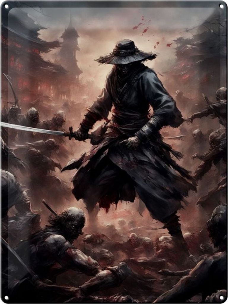 Blechschild 12x18cm Zombie Horden Samurai 2