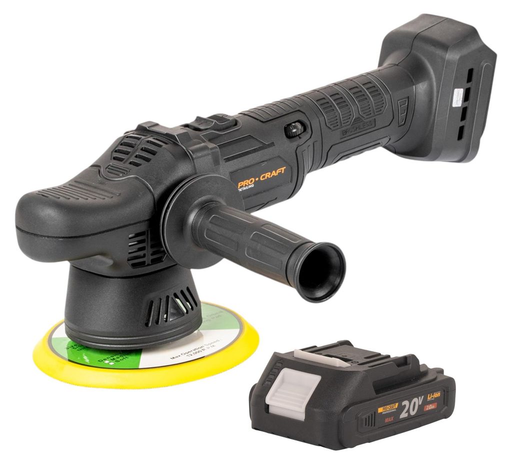 Procraft PM20bb Akku Poliermaschine 20 V 150 mm + 1x Akku 2,0 Ah - ohne Ladegerät