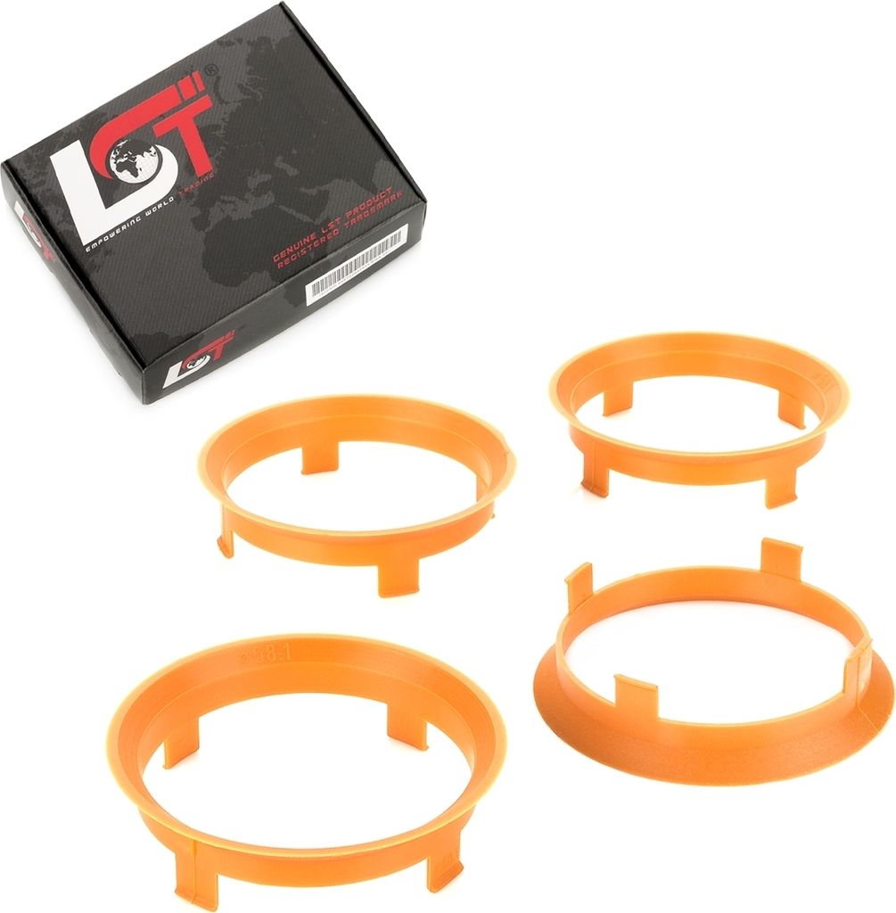 4x Zentrierringe Gelb Alufelgen Ø 58,1 - Ø 60,1 mm für JAGUAR DAIMLER MERCEDES