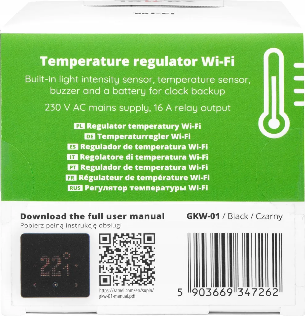 Thermostat Tactile WiFi GKW-01 ZAMEL Noir - Programmation Supla - 11