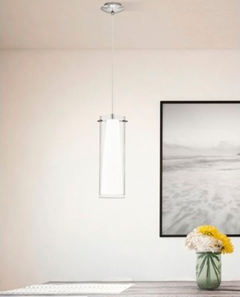 Lampada a sospensione a 1 luce Ø 11 cm cromo/bianco Immagine del prodotto 