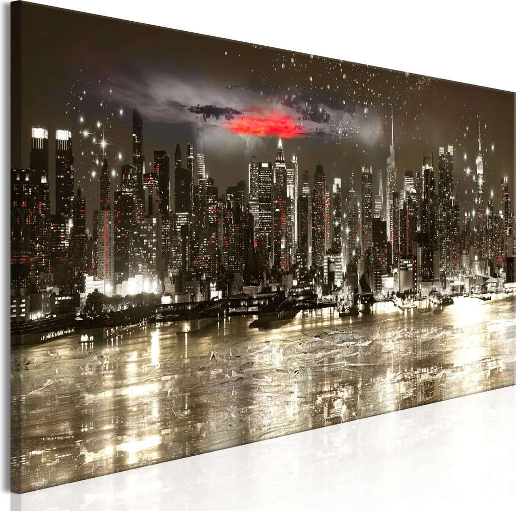 Tableau moderne d-C-0254-b-a New York de Nuit 150x50 cm sur toile