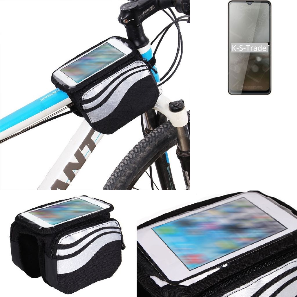 K-S-Trade Rahmentasche Fahrrad-Halterung kompatibel mit Cubot Note 10 Rahmenhalterung Fahrrad Handyhalterung Fahrradtasche Handy Smartphone Halterung