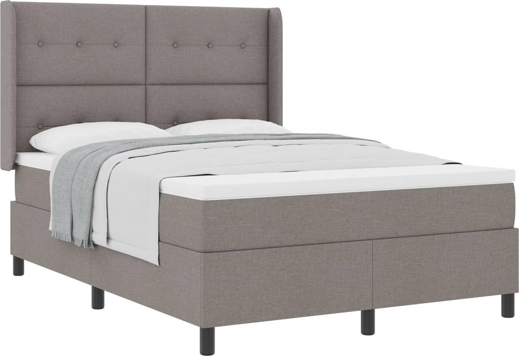 vidaXL Boxspringbett mit Matratze Taupe 200 x 140 cm Stoff