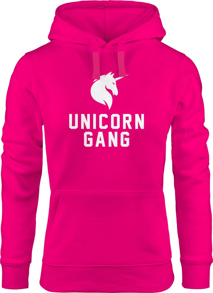 Unicorn Gang Kapuzen-Pullover Damen Einhorn Hoodie Moonworks pink L