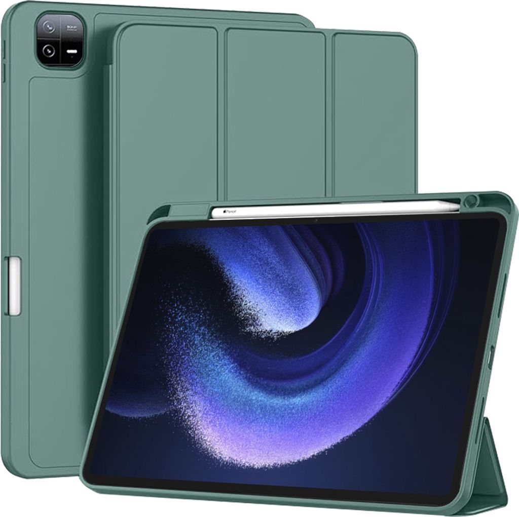 Techsuit Flex Trifold Tablet-Hülle mit Pencil-Halter für Xiaomi Pad 6/Pad 6 Pro - Grün